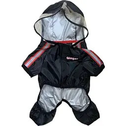 Дощовик для собак Ginger M Плащівка світловідбивний чорний Д-30 см ОГ-60 см ОШ-35 см