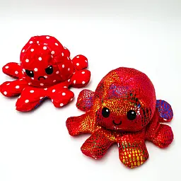М'яка іграшка Восьминіг перевертень двосторонній веселий сумний Mood Octopus 16 см UKC червоний перламутровий в горошок - мініатюра 6