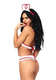 Костюм медсестри Leg Avenue Naughty Nurse, one size, боді та шапочка - мініатюра 2