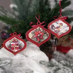 Творчий набір для створення 3-х ялинкових прикрас "Vintage Christmas" FDCKW-053 - мініатюра 3