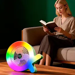 Настільний акумуляторний вентилятор Desktop Fan S37 з RGB-підсвіткою, 3 швидкості, 2,8 Вт, салатово-білий - мініатюра 2