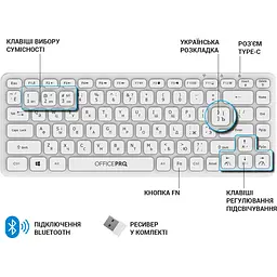 Клавіатура OfficePro бездротова біла (SK790W) - мініатюра 10