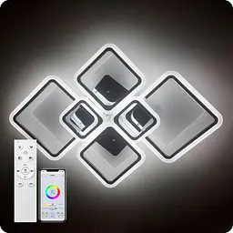 Люстра світлодіодна 517 Light 3color з пультом 150Вт Хром (01553)
