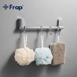Вішалка Frap F1815-4 на 4 рухомих гачка 284 мм з 2-ма накладками, білий/хром, Хром - мініатюра 2