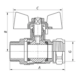 Кран кульовий Ск Wing 16x1 / 2M WP0003 - мініатюра 2