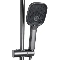 Душова система універсальна Qtap Gemini на три споживача (з виливом) QTGEM111GMB45688 Gunmetal Black PVD, Шліфований чорний хром - мініатюра 4