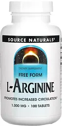 Аргінін Source Naturals L-Arginine 1000 мг 100 таб