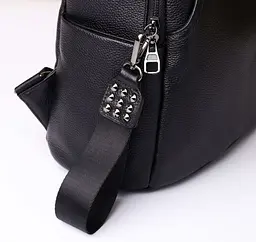 Жіночий класичний шкіряний рюкзак чорний міського типу 85378 Tiding Bag - мініатюра 6
