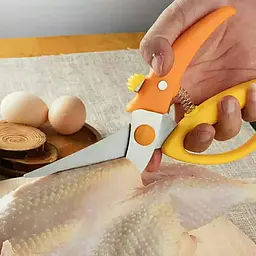 Кухонні ножиці секатор для птиці та риби з фіксатором 22.5 см, Kitchen Master Помаранчевий 85869 - мініатюра 2