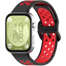 Ремінець DK CDK для Huawei Watch Fit 4 Silicone Sport Band Nike (017791) (black / red) - мініатюра 2