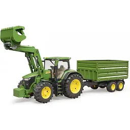 Масштабна модель автомобіля Bruder трактор John Deere 7R 350 з навантажувачем та причепом (03155) - мініатюра 6