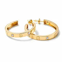 Сережки з жовтого золота з муассанітами S-0409 - мініатюра 3