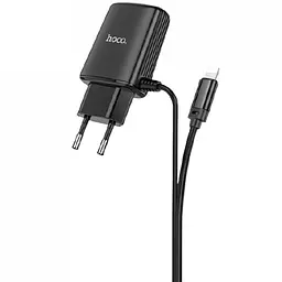Зарядне з кабелем Мережевий зарядний пристрій Hoco C82A Real power 2USB 2.4A +Lightning - мініатюра 2
