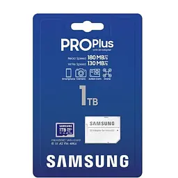 Карта пам'яті Samsung PRO Plus microSDXC 180MB/s Full HD & 4K UHD, UHS-I, U3, A2, V30 1Tb + SD-adapter (MB-MD1T0SA/AM) - мініатюра 3