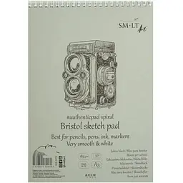 Альбом для ескізів на спіралі SM-LT Art Authentic (Bristol) А3 (29.7х42 см) 185г/м2 50л білий та гладкий папір