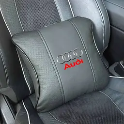 Автомобільна подушка для Audi Кольоровий 3D Логотип Екошкіра Чорна 1 шт (Modena)