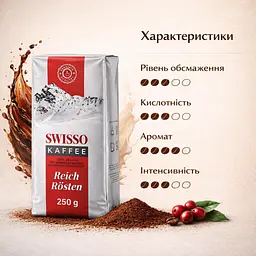 Кава мелена Swisso Kaffee Reich Rösten 100% Арабіка 250 г натуральна середнього обсмаження - мініатюра 3