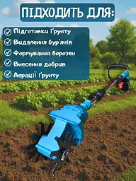 Акумуляторний ручний культиватор для розпушування та прополювання землі 2 АКБ 24V - мініатюра 10