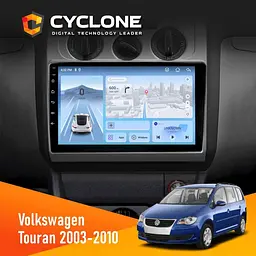 Штатна магнітола Volkswagen Touran 2003-2010 Conditioner Cyclone C10-012 4x64 DSP 4G Cyclone (НФ-00005343)