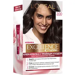 Уцінка. Фарба для волосся L’Oréal Paris Excellence Creme, тон 2.00 (темно-коричневий), 176 мл (A9948300) - мініатюра 1