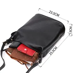 Сумка жіноча сумка з однією довгою ручкою з натуральної шкіри Vintage 22305 чорна - мініатюра 7