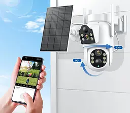 Вулична WiFi IPкамера Besder D20 з 2 лінзами сонячна панель зарядки акумулятор 7800мАг PIR сенсор руху - мініатюра 5