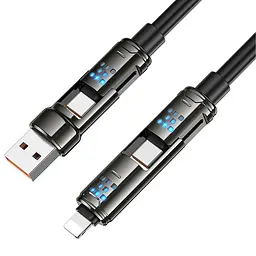 Дата кабель Hoco U143 Joy 4in1 USB to Lightning/Type-C to Type-C 240W (1.2m) Black - мініатюра 4