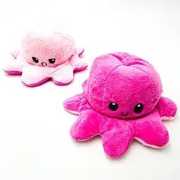 М'яка іграшка Восьминіг перевертень двосторонній веселий сумний Mood Octopus 16 см UKC рожевий/малиновий - мініатюра 1