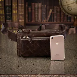 Поясна сумка гладка 14738 Vintage коричнева - мініатюра 1