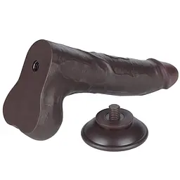 Фаломіметатор Sliding Skin Dual Layer Dong, 21.6 см (чорний) - мініатюра 7
