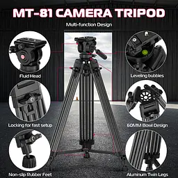 Штатив Ulanzi MT-81 Tripod (80-155cm) Black (T080GBB1) - мініатюра 6