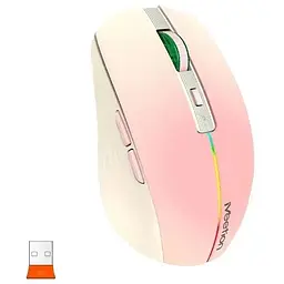 Комп'ютерна миша Mееtion BTM002 2.4G Bluetooth 1600 DPI 6 кнопок RGB підсвічування бездротова безшумна рожева - мініатюра 3