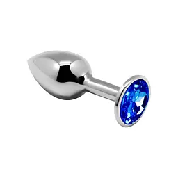 Анальна пробка - M Alive Mini Metal Butt Plug, 8х3.4 см, синя