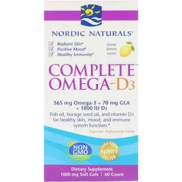 Комплекс Омега-D3 Nordic Naturals Лимон 1000 мг 60 гелевых капсул - мініатюра 2