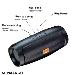 Портативна бездротова блютуз Bluetooth колонка Supmango з ФМ радіо - мініатюра 5