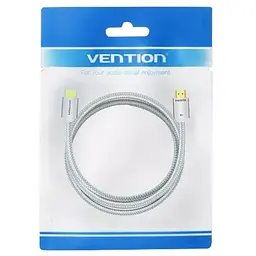 Кабель HDMI M-M, 2.0 м, V2.1, 8K 60Гц обплетення, Сріблястий Metal Type Vention - мініатюра 2