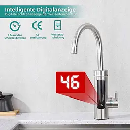 Кухонний змішувач Електричний миттєвий водонагрівач, змішувач Smart Heater, що обертається на 360 ° - мініатюра 2