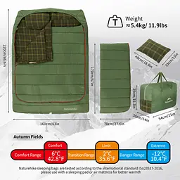 Спальний мішок двомісний із подушками Naturehike CNK2350WS019, зелений - мініатюра 3