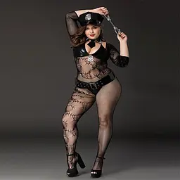 Костюм поліціянтки JSY «Фрау Марта» Plus Size Black, ремінь, кепка, наручники, краватка - мініатюра 1