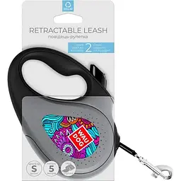 Повідець-рулетка для собак Waudog R-leash Літо, світловідбиваючий, S, до 15 кг, 5 м, чорний - мініатюра 3