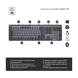 Клавіатура Logitech MX Mechanical Wireless Illuminated Performance Graphite (920-010757) - мініатюра 7