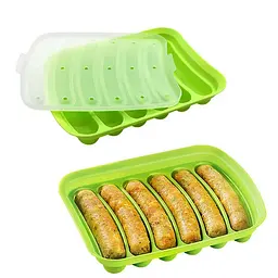 Форма для запікання випічки силіконова домашніх хот-догів, сосисок, ковбасок, кебаба кебабниця, Kitchen Master Салатовий 85467 - мініатюра 6