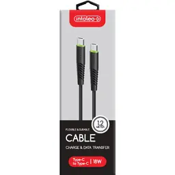 Дата кабель USB-C to USB-C 1.2m CBFLEXTT1 18W black Intaleo (1283126504082) - миниатюра 4