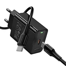 МЗП Hoco CS93A Leader PD20W (1USB-C) + кабель Type-C to Type-C Black - мініатюра 6