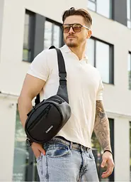 Сумка через плече бананка Sambag Flex чорна 30 × 17 × 10 см (85351001m)