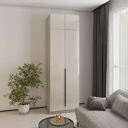 Шафа 2-дверна з антресоллю MebelStar Оскар Gloss BL-B, стандарт 80x52x260 см Кашемір/Кашемір (MBS-5350)