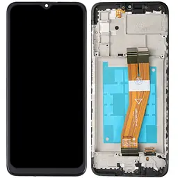 Дисплей Samsung A037G Galaxy A03s чорний, 163 x 72 мм, з жовтим шлейфом, оригінал PRC, з рамкою