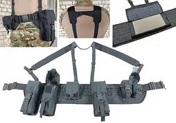 Розвантажувальний пояс тактичний (РПС) з комплектом підсумків (5 шт) Palianytsia Advanced чорний - мініатюра 2