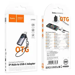 Перехідник HOCO Victory iP male to Type-C female adapter UA46A OTG, LED