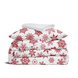 Дитяча постільна білизна фланель Cosas SNOWFLAKES CS9 110х140см (Flannel_SnowflakesRedWhite_El80-01Snow_140)